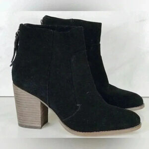 Splendid Women’s Black Suede Stacked Block Heel Booties Boots Shoes Size 7.5